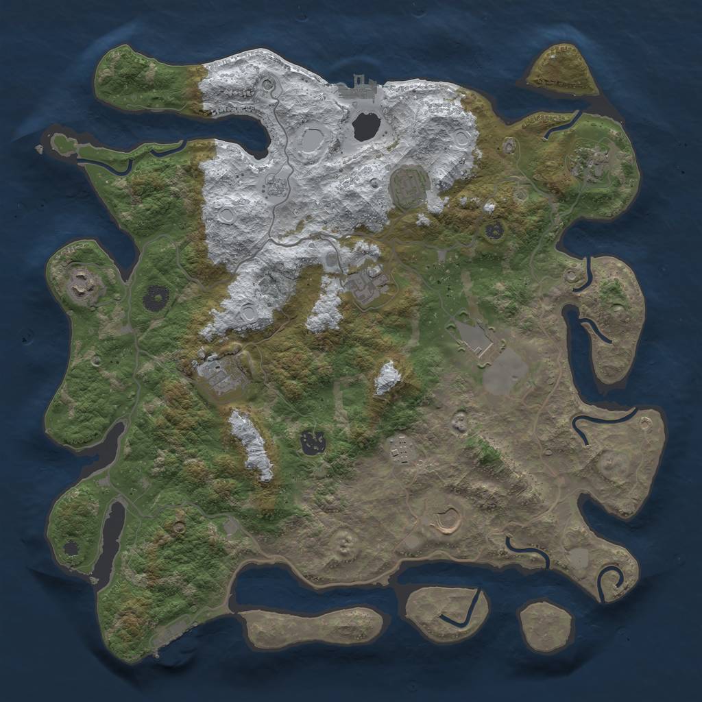 Rust Map: Procedural Map, Size: 4000, Seed: 3600, 18 Monuments