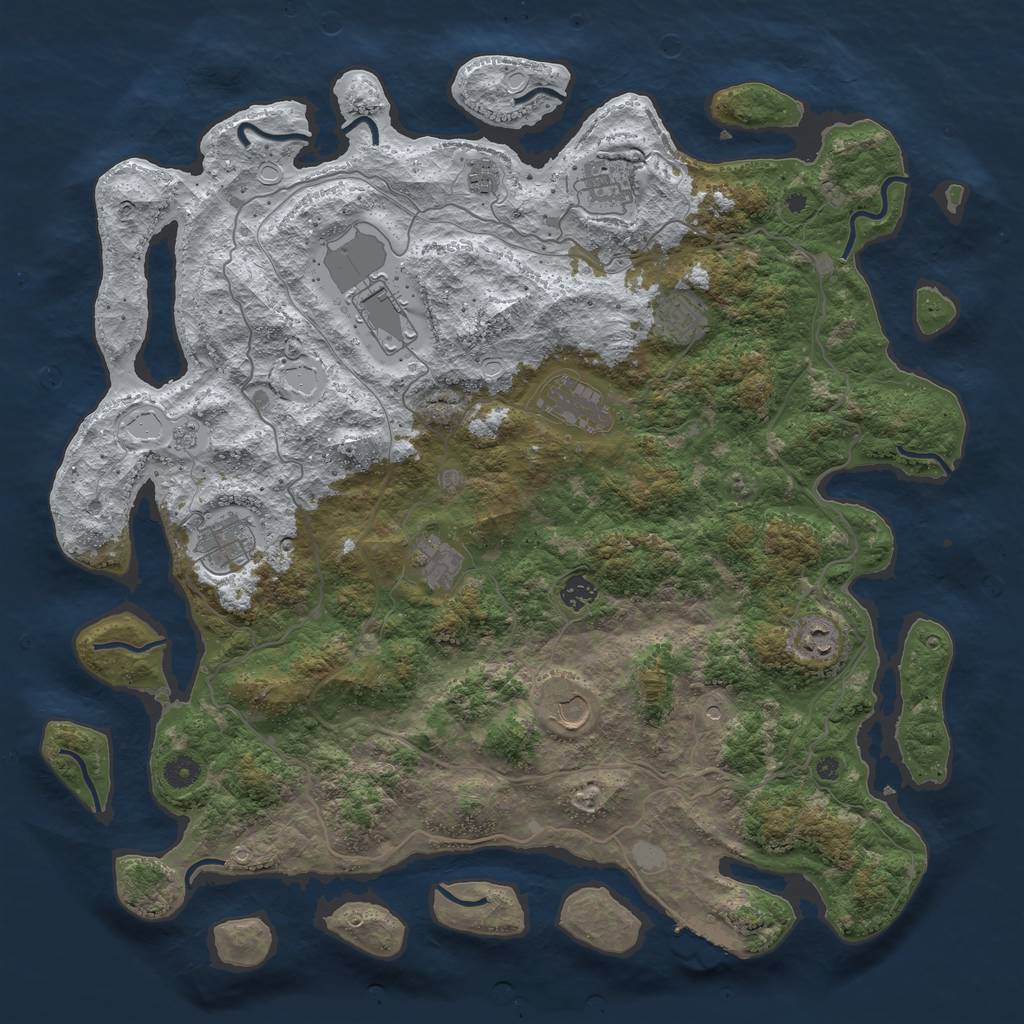 Rust Map: Procedural Map, Size: 4500, Seed: 673858, 18 Monuments