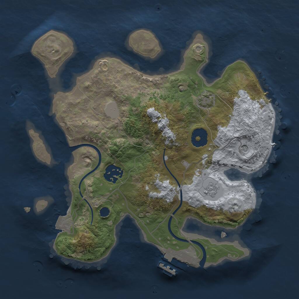 Rust Map: Procedural Map, Size: 2500, Seed: 15372, 6 Monuments