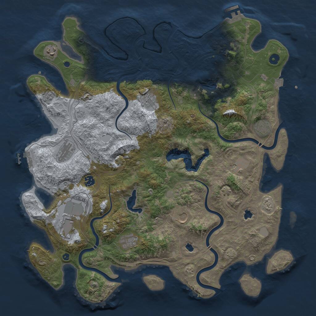 Rust Map: Procedural Map, Size: 4500, Seed: 4218446, 16 Monuments