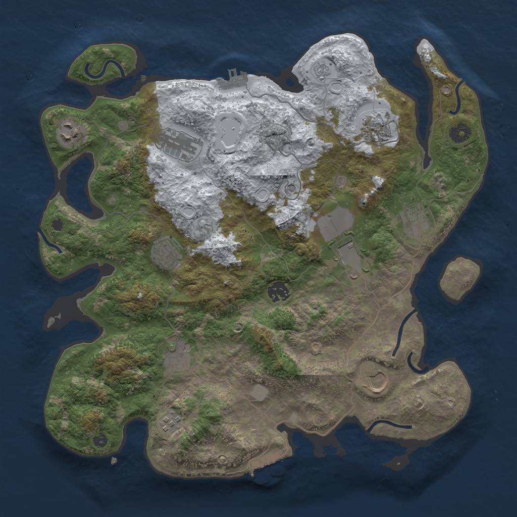 Rust Map: Procedural Map, Size: 3750, Seed: 2074113846, 19 Monuments