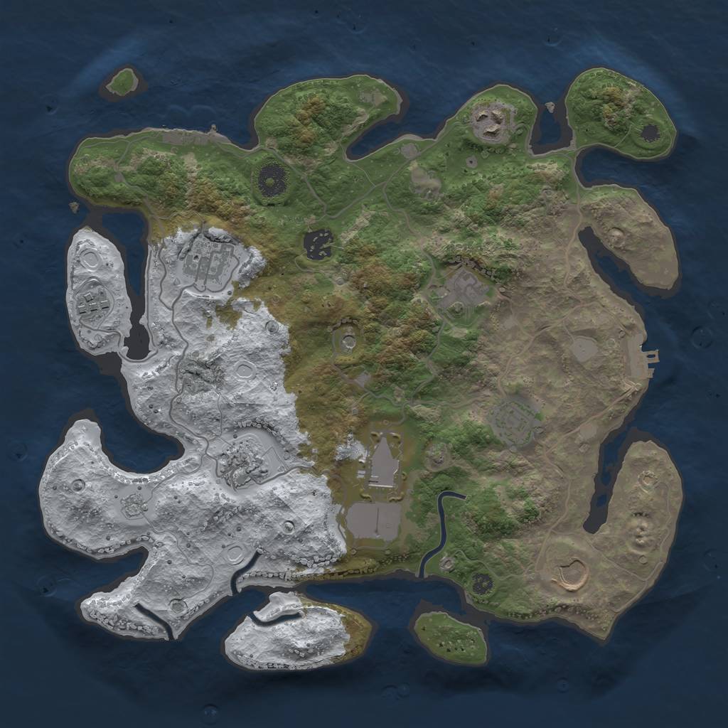 Rust Map: Procedural Map, Size: 3500, Seed: 21452786, 18 Monuments