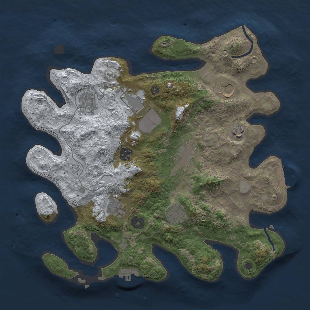 Rust Map: Procedural Map, Size: 3500, Seed: 1843977834, 16 Monuments
