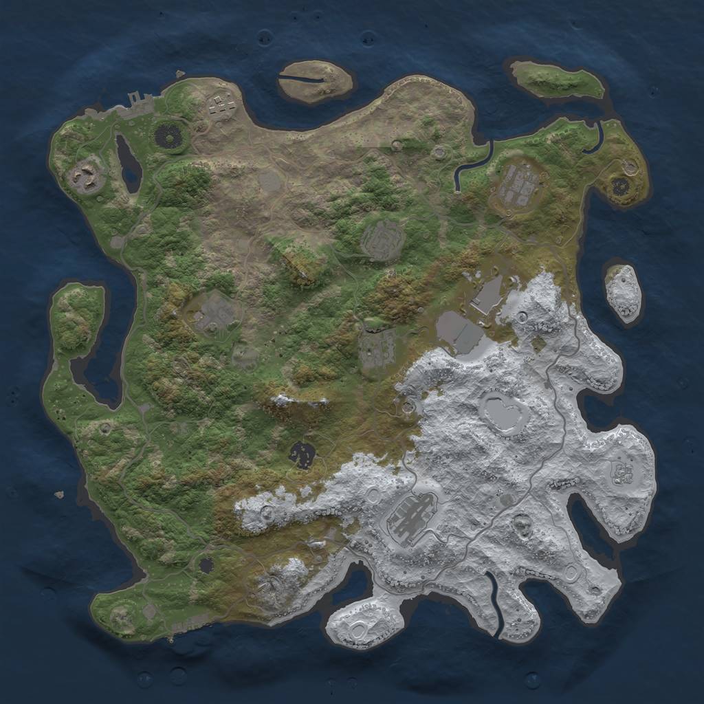 Rust Map: Procedural Map, Size: 4000, Seed: 3408, 18 Monuments