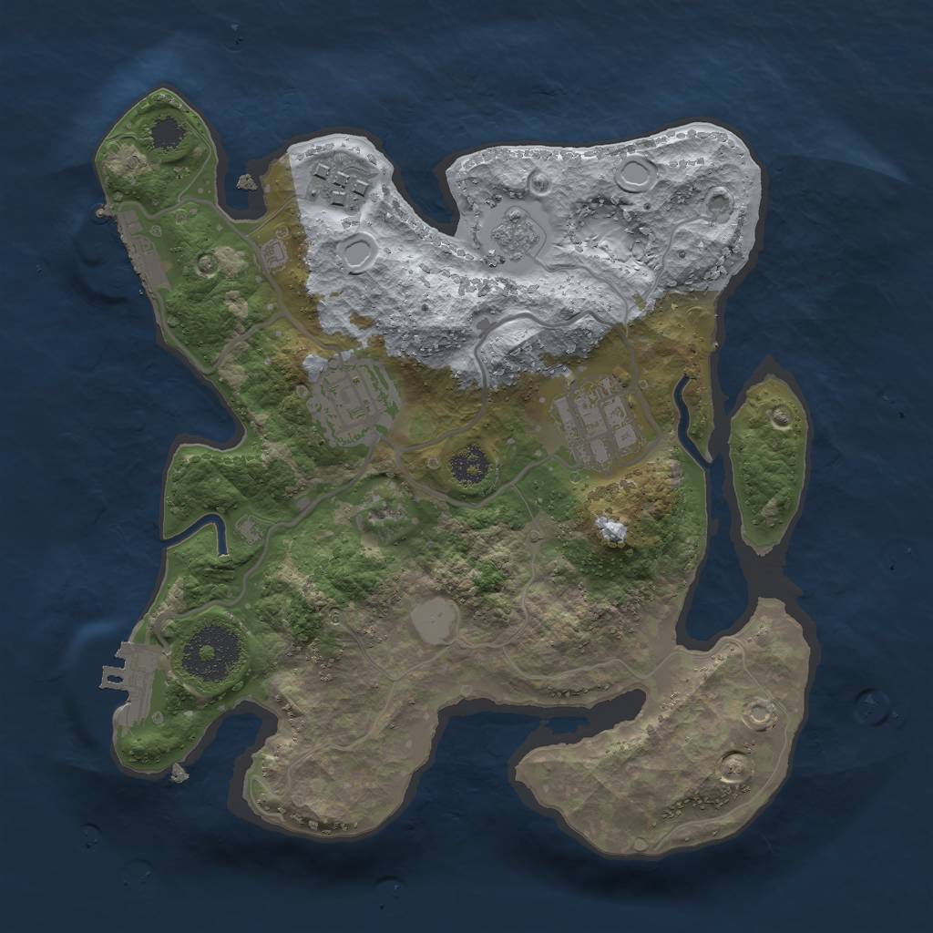 Rust Map: Procedural Map, Size: 2500, Seed: 1364875374, 11 Monuments