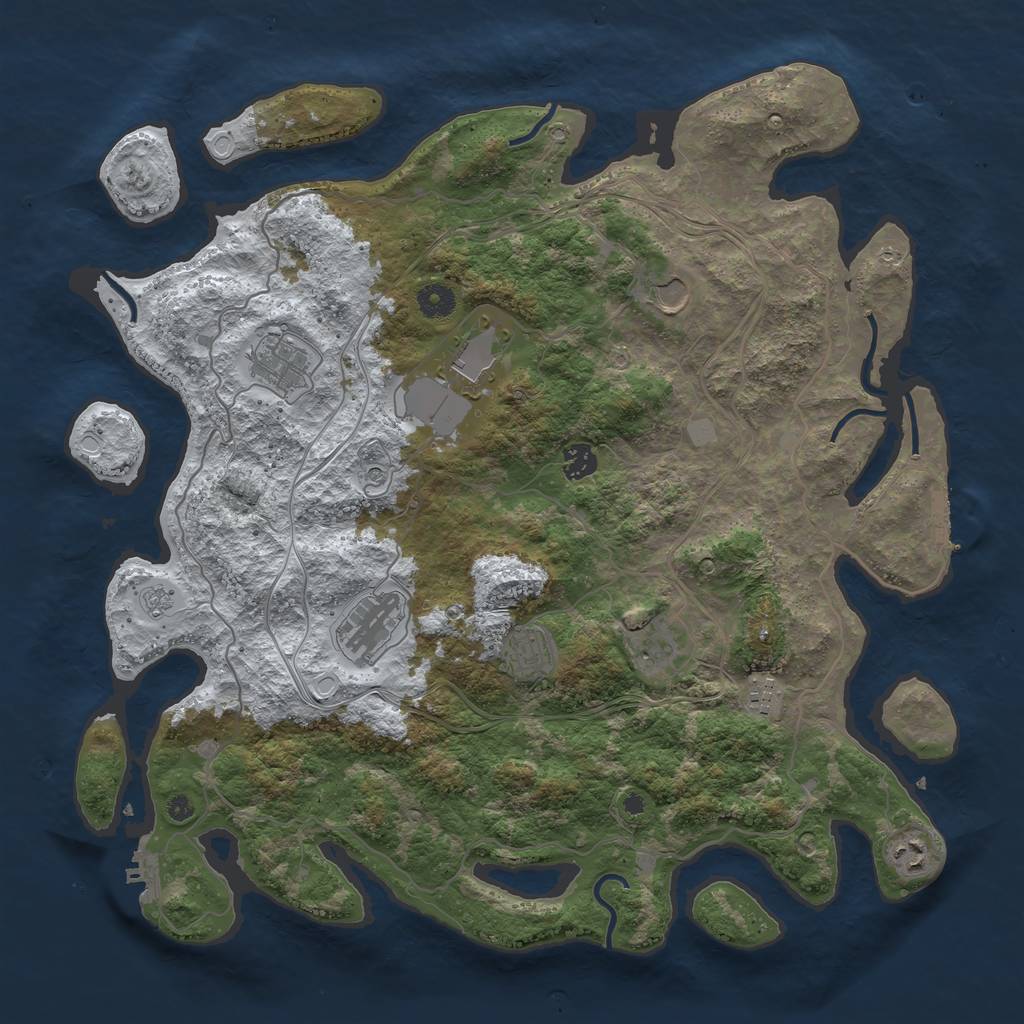 Rust Map: Procedural Map, Size: 4250, Seed: 1136212027, 18 Monuments