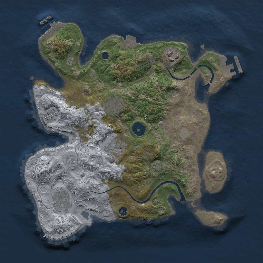 Rust Map: Procedural Map, Size: 3000, Seed: 1200508097, 11 Monuments
