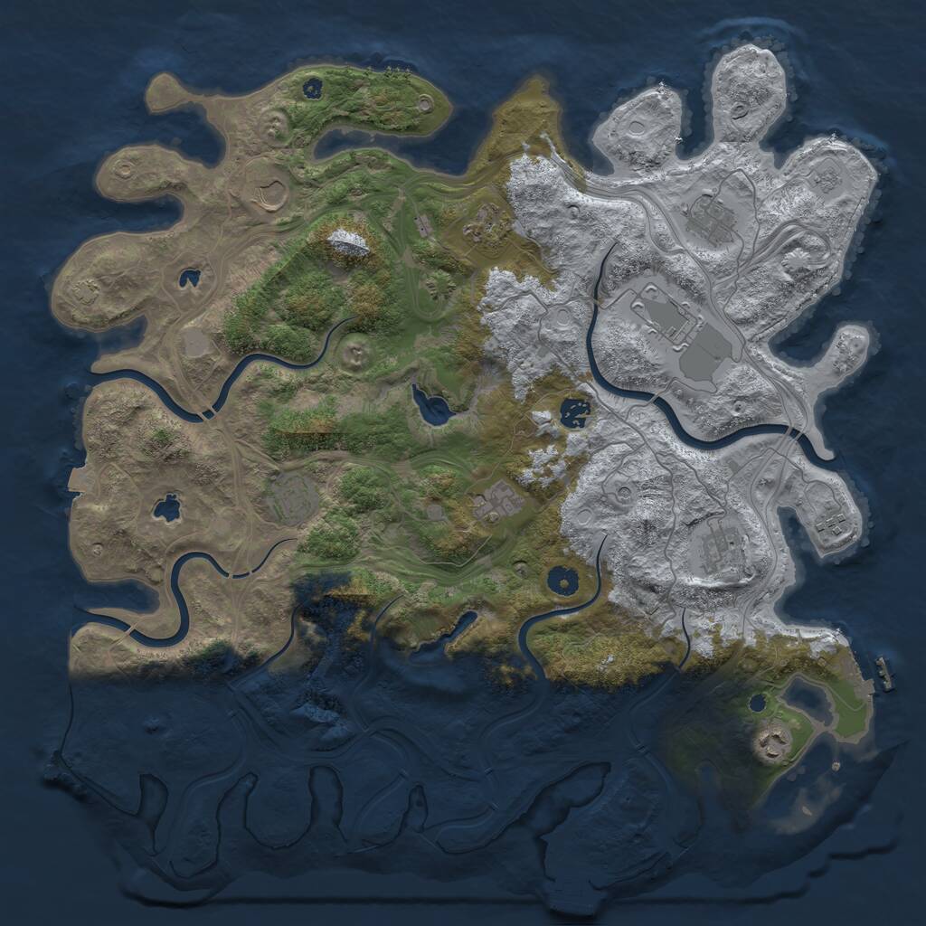 Rust Map: Procedural Map, Size: 4500, Seed: 32187585, 16 Monuments
