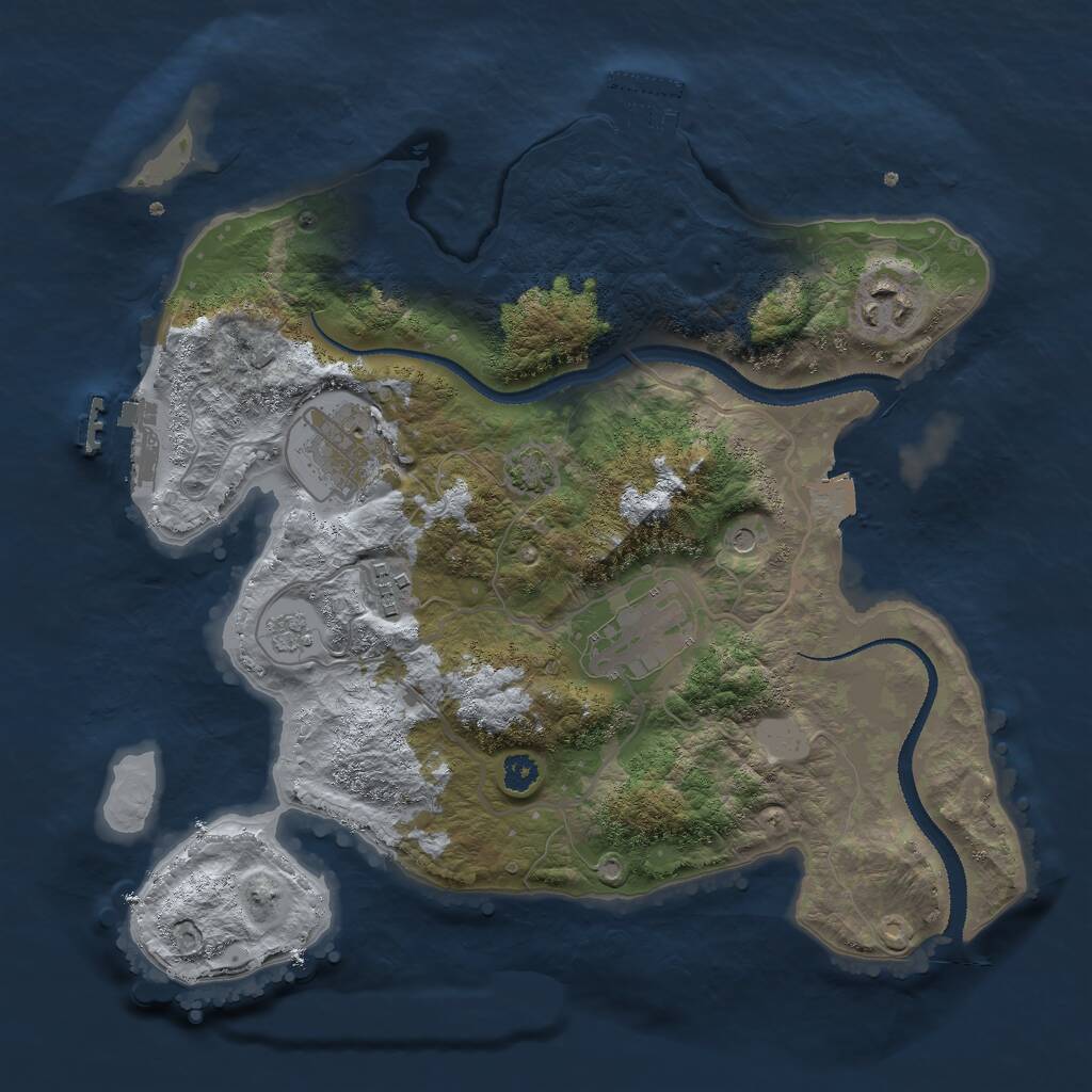 Rust Map: Procedural Map, Size: 3000, Seed: 423523, 10 Monuments