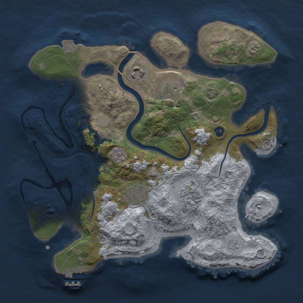 Rust Map: Procedural Map, Size: 3000, Seed: 260334, 10 Monuments