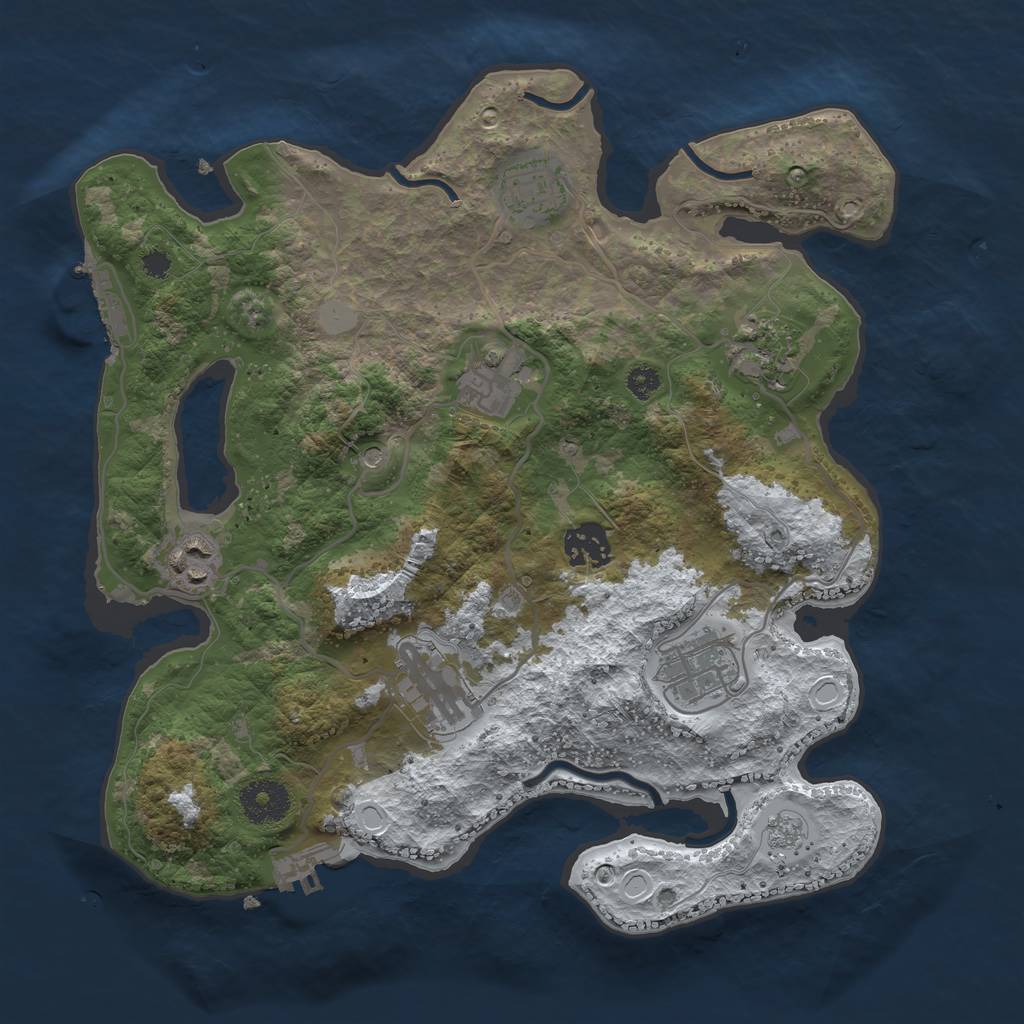 Rust Map: Procedural Map, Size: 3250, Seed: 2157980, 16 Monuments