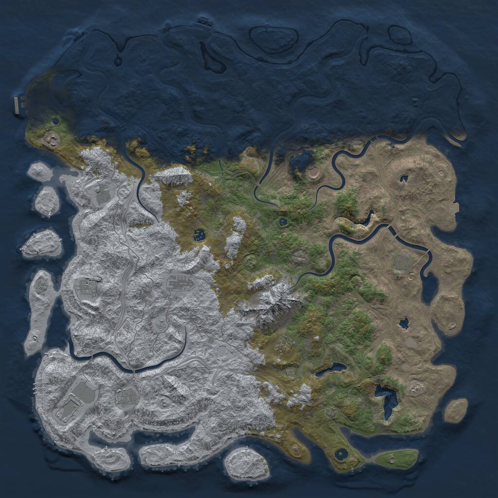 Rust Map: Procedural Map, Size: 6000, Seed: 574944, 17 Monuments