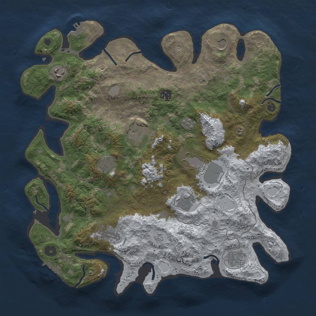 Rust Map: Procedural Map, Size: 4050, Seed: 1711164708, 19 Monuments