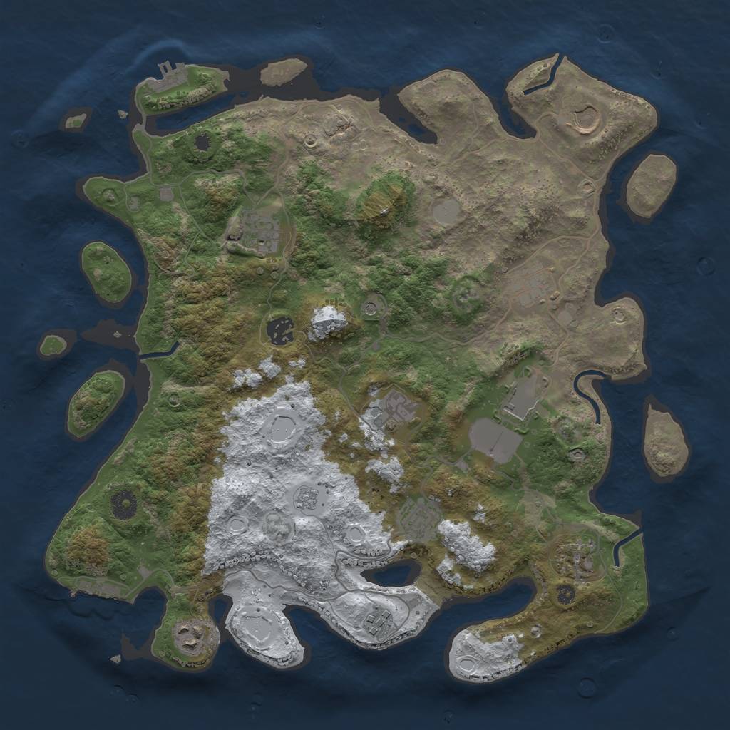 Rust Map: Procedural Map, Size: 3850, Seed: 607985411, 19 Monuments