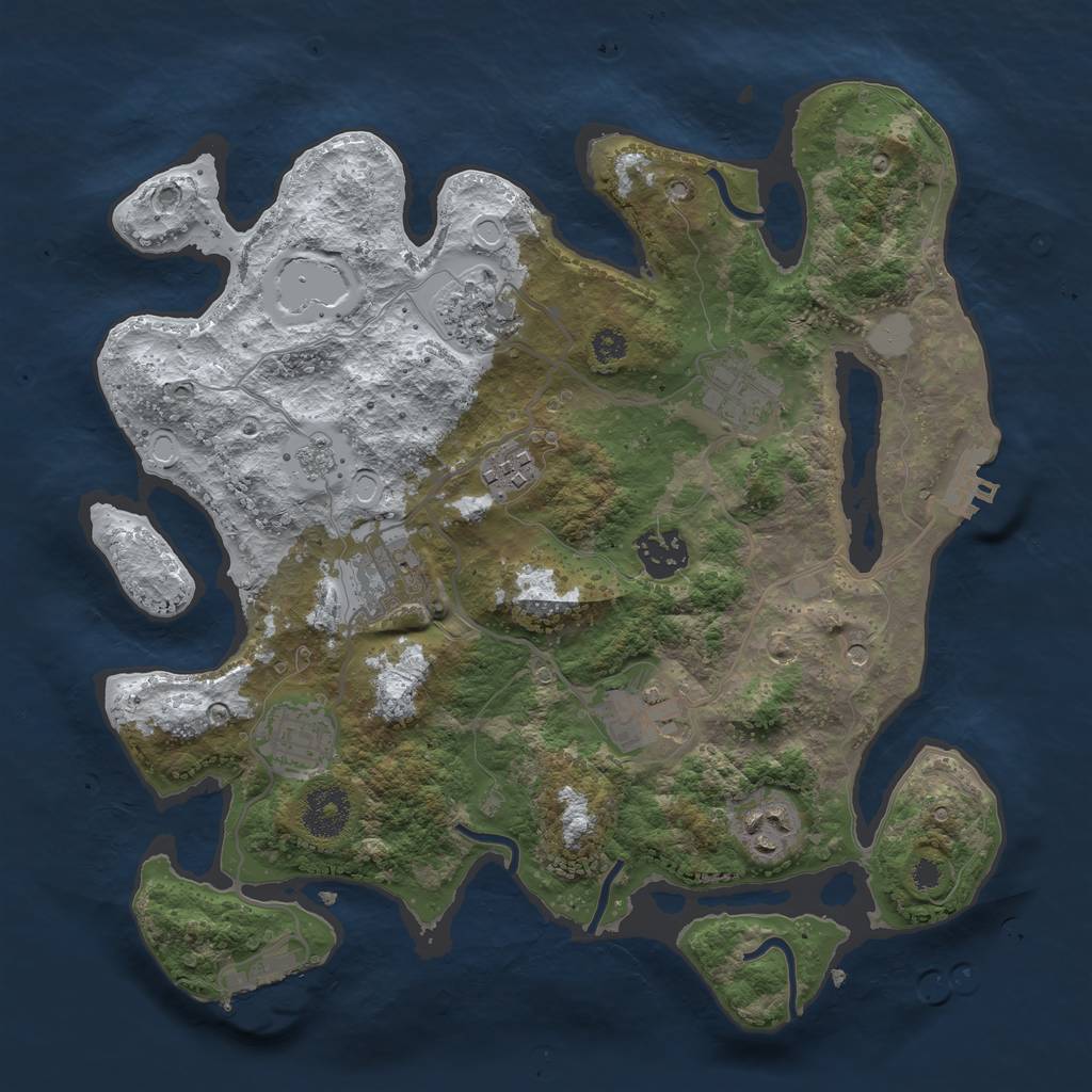 Rust Map: Procedural Map, Size: 3250, Seed: 1884081, 17 Monuments