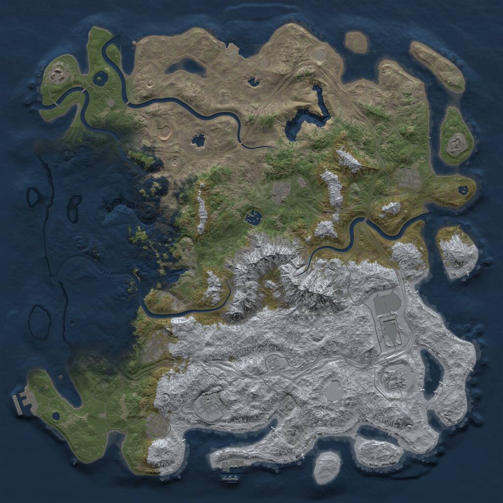 Rust Map: Procedural Map, Size: 5000, Seed: 70633814, 17 Monuments
