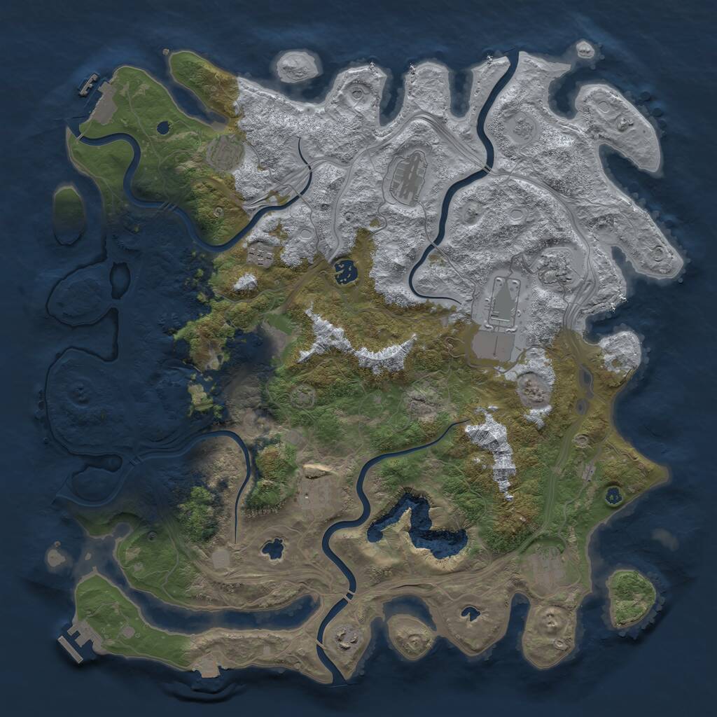 Rust Map: Procedural Map, Size: 4500, Seed: 1355449207, 16 Monuments