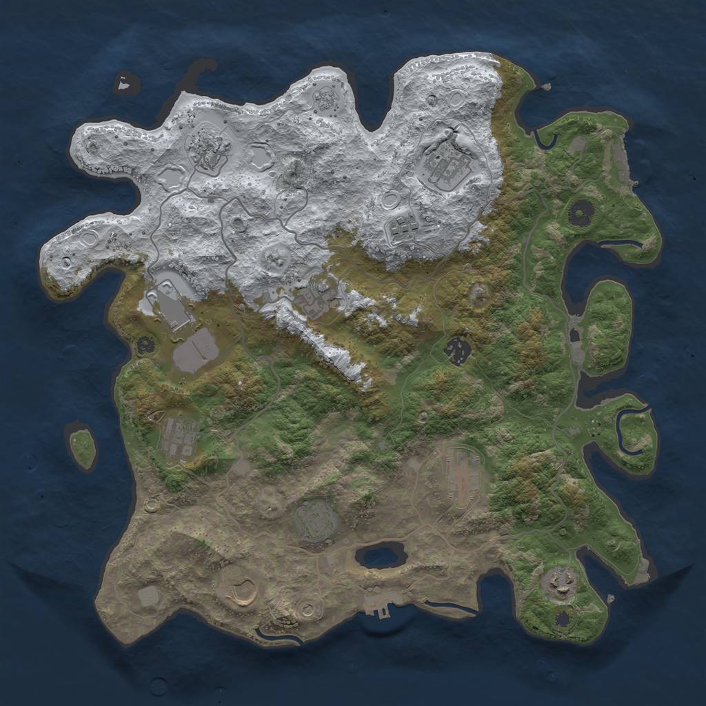 Rust Map: Procedural Map, Size: 4000, Seed: 586947, 20 Monuments