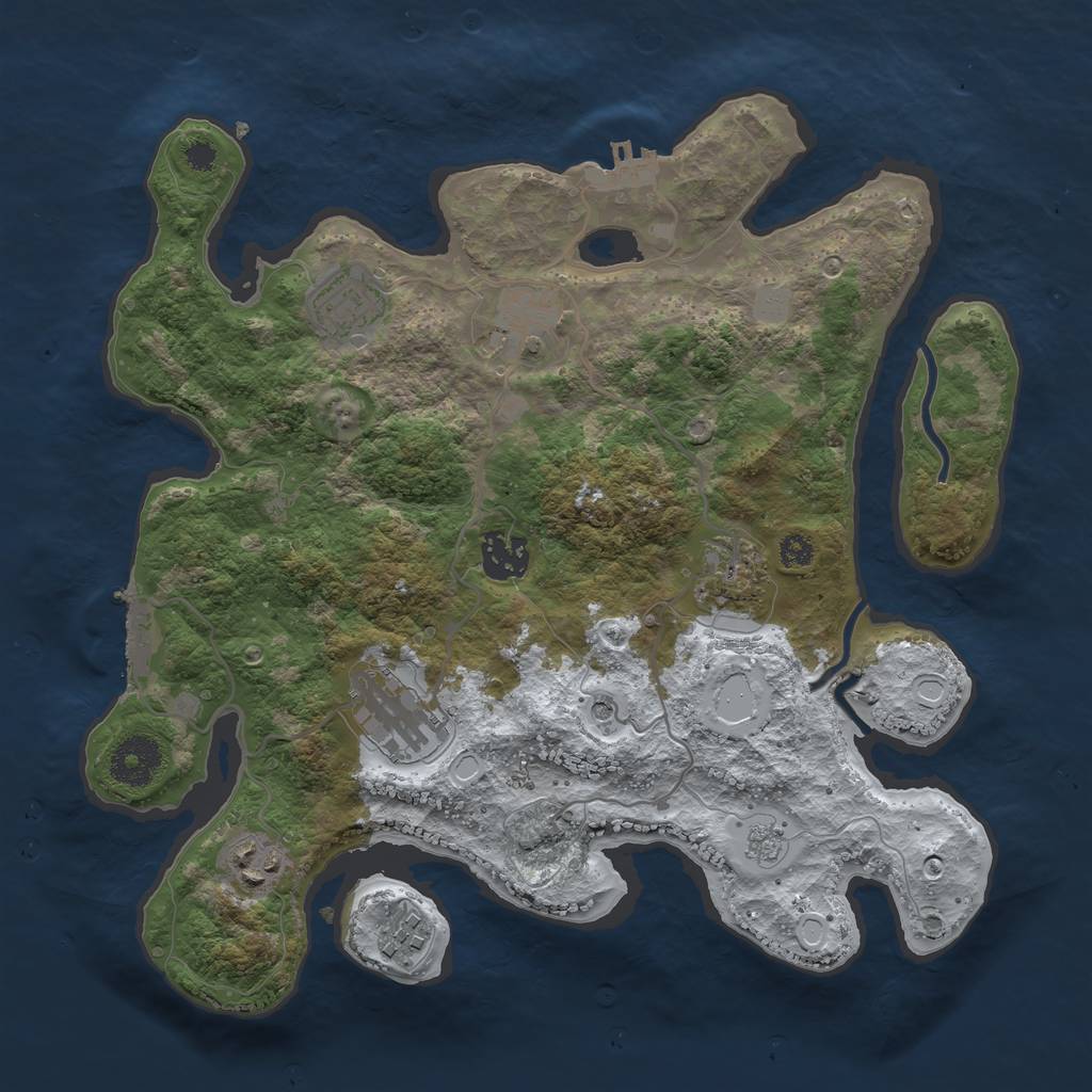 Rust Map: Procedural Map, Size: 3250, Seed: 998807, 16 Monuments