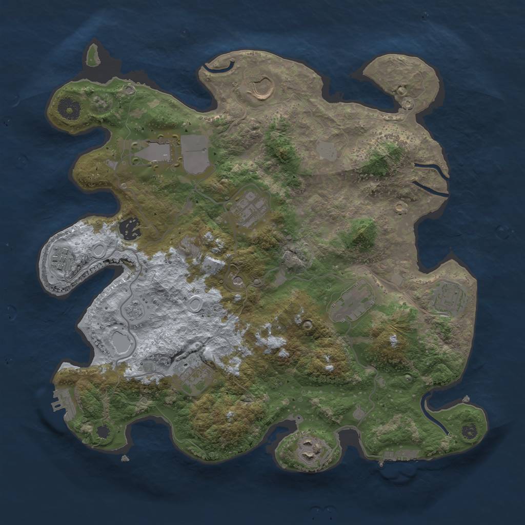Rust Map: Procedural Map, Size: 3500, Seed: 1724366674, 16 Monuments