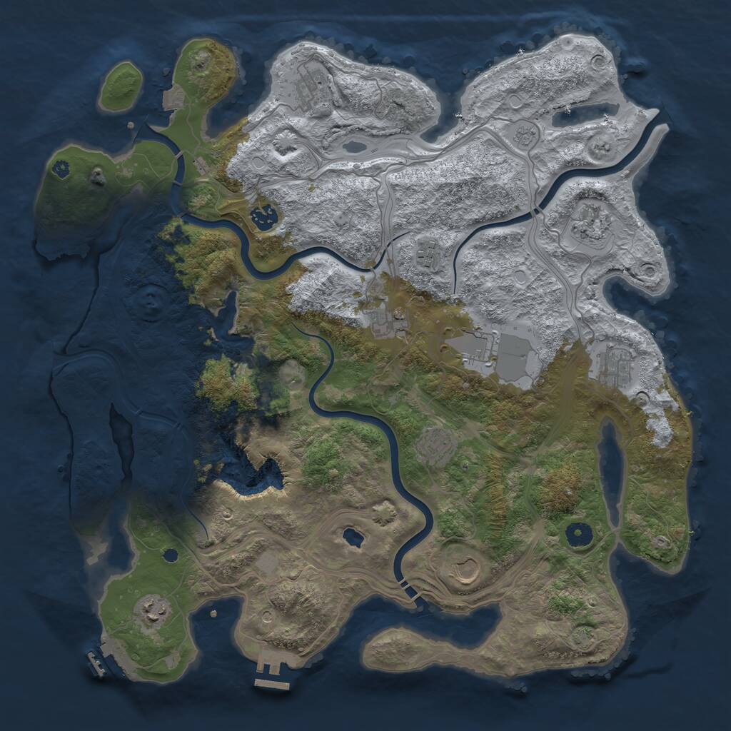 Rust Map: Procedural Map, Size: 4250, Seed: 121315421, 16 Monuments