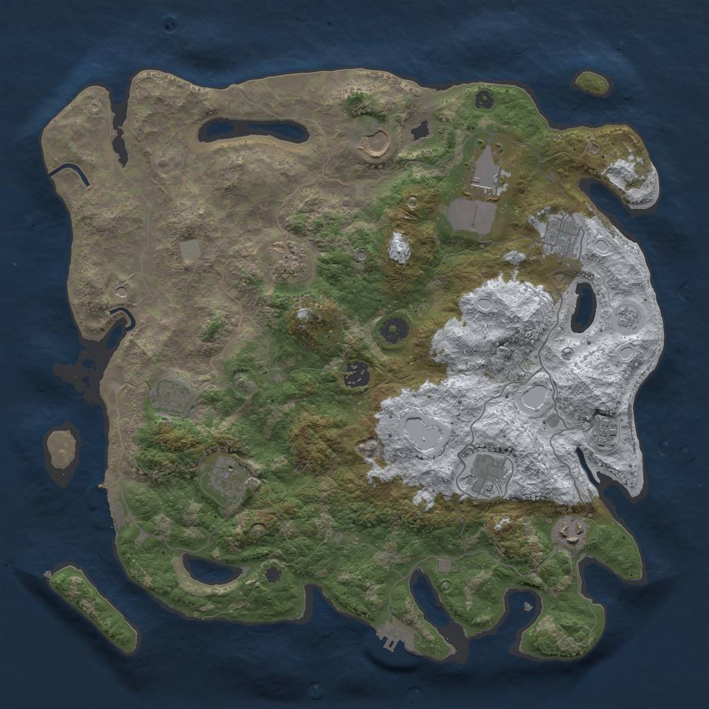 Rust Map: Procedural Map, Size: 3950, Seed: 408561278, 19 Monuments