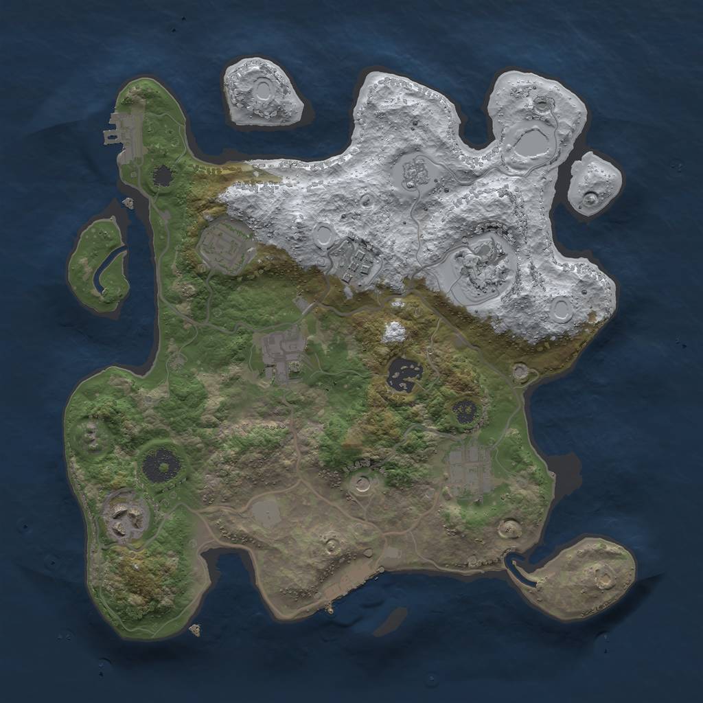 Rust Map: Procedural Map, Size: 3000, Seed: 3578, 16 Monuments
