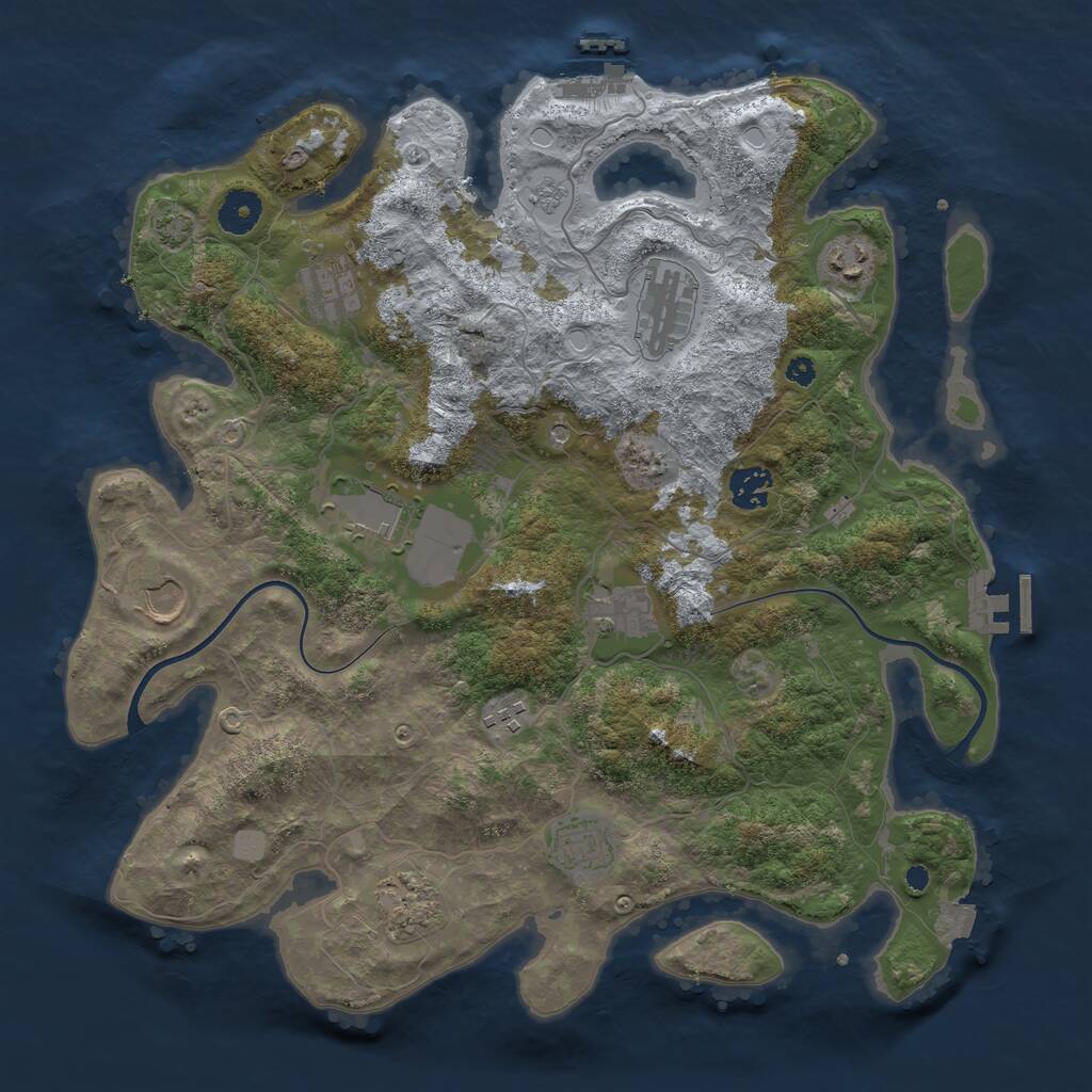 Rust Map: Procedural Map, Size: 3750, Seed: 1781192241, 16 Monuments