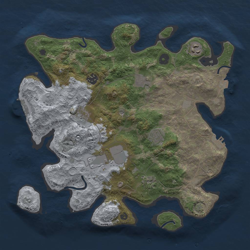 Rust Map: Procedural Map, Size: 3500, Seed: 60000, 15 Monuments