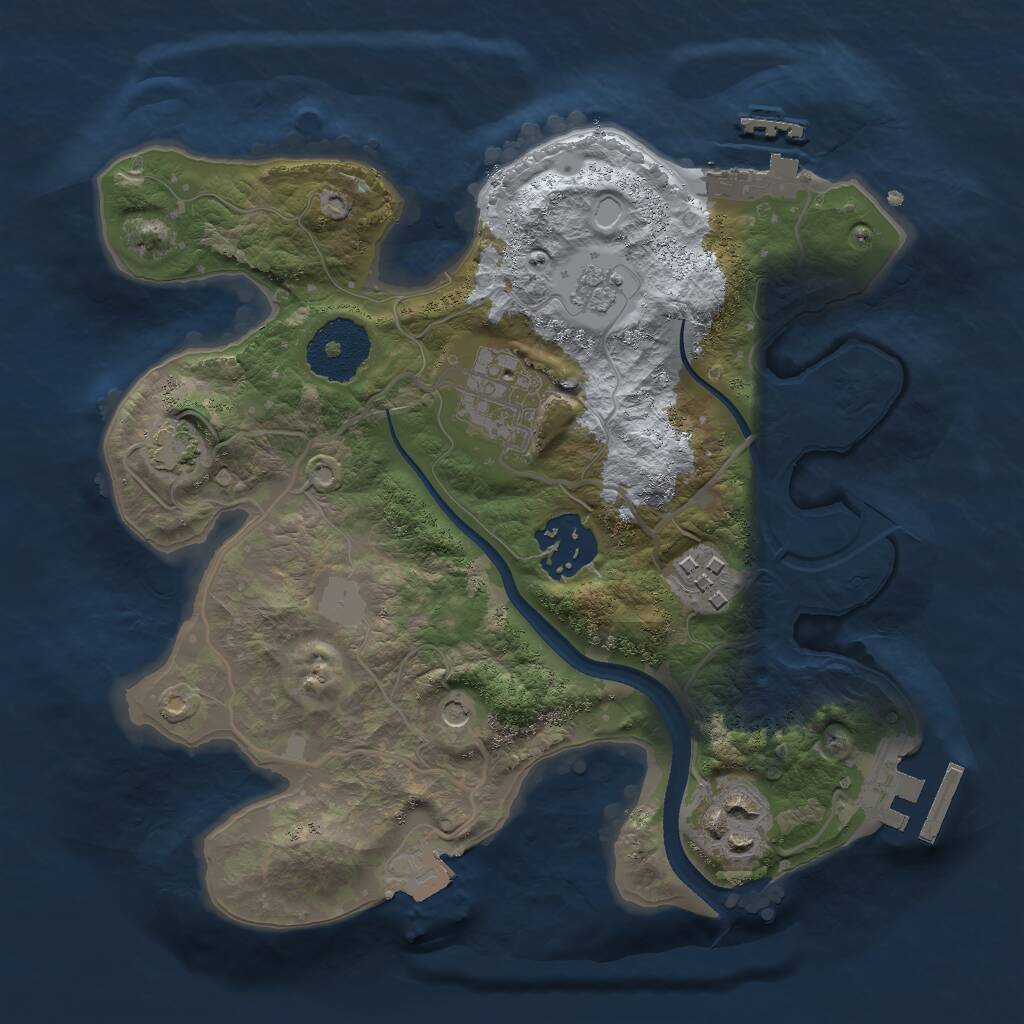 Rust Map: Procedural Map, Size: 2500, Seed: 969920652, 10 Monuments
