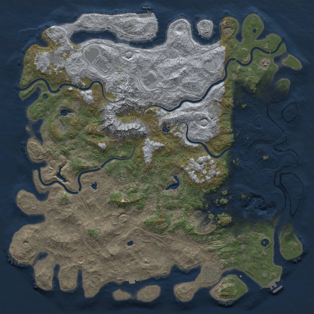 Rust Map: Procedural Map, Size: 6000, Seed: 104331, 17 Monuments