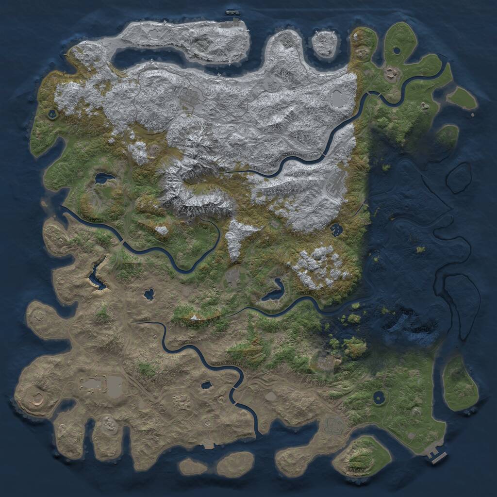 Rust Map: Procedural Map, Size: 6000, Seed: 104331, 17 Monuments