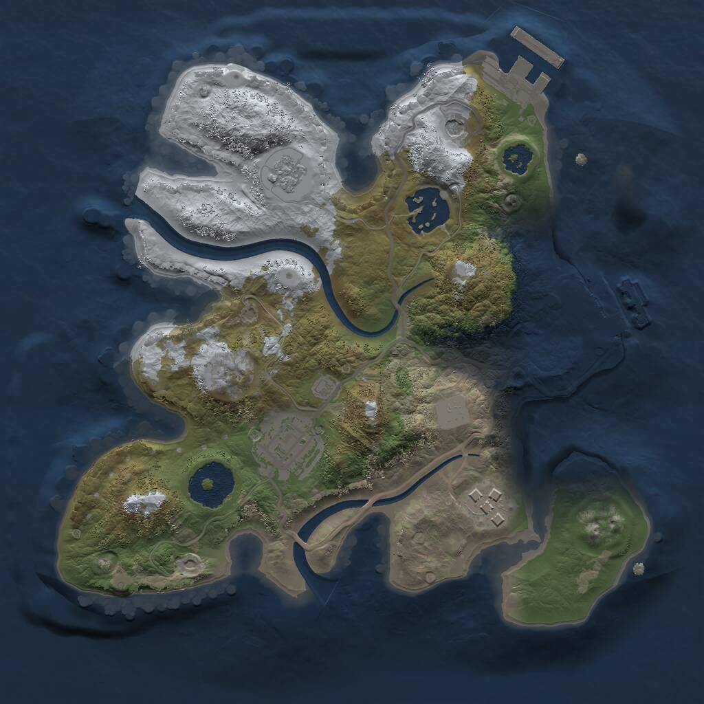 Rust Map: Procedural Map, Size: 2400, Seed: 432443, 8 Monuments