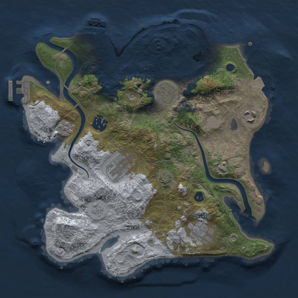 Rust Map: Procedural Map, Size: 3000, Seed: 5105, 12 Monuments