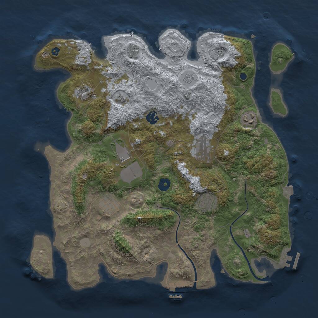 Rust Map: Procedural Map, Size: 3800, Seed: 3445569, 14 Monuments