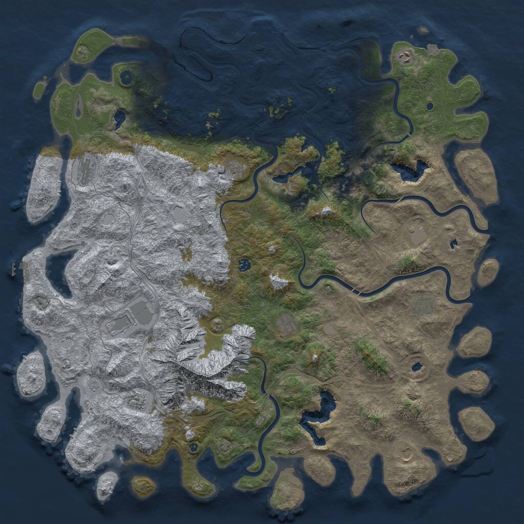 Rust Map: Procedural Map, Size: 6000, Seed: 361066, 17 Monuments