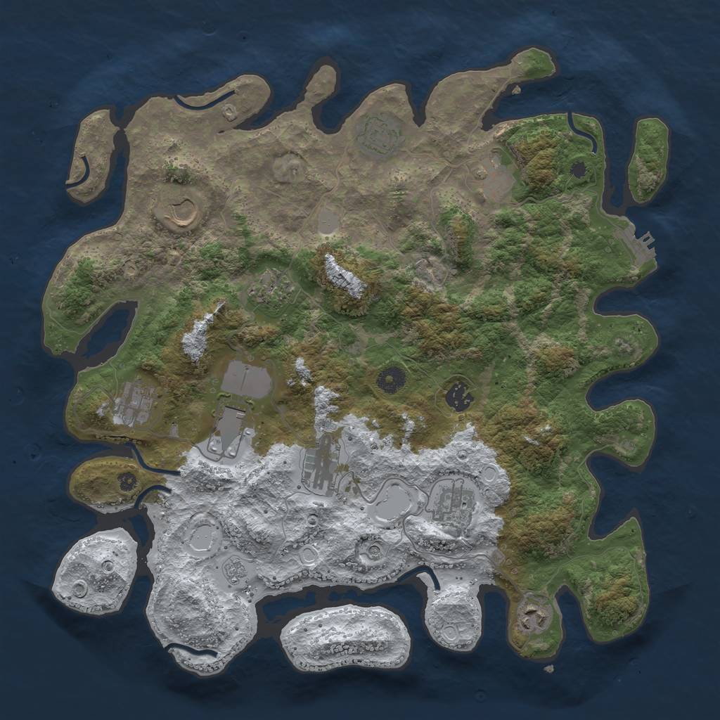 Rust Map: Procedural Map, Size: 3950, Seed: 646078325, 18 Monuments