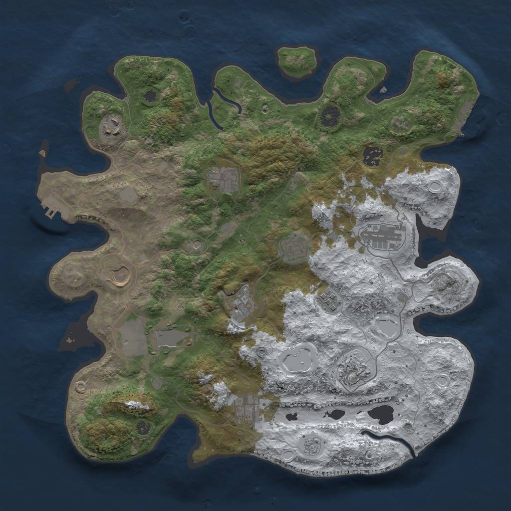 Rust Map: Procedural Map, Size: 3750, Seed: 687098931, 20 Monuments