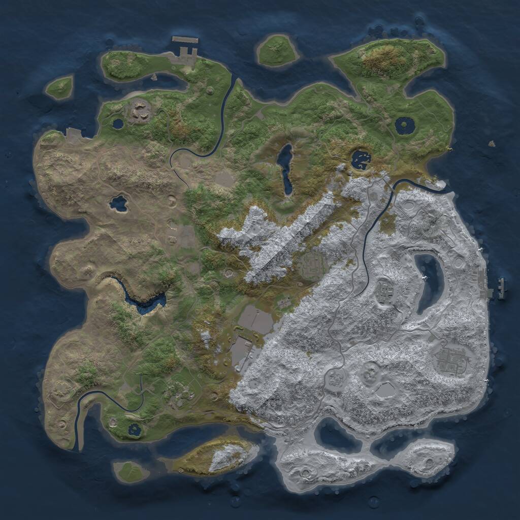 Rust Map: Procedural Map, Size: 4050, Seed: 1357086253, 14 Monuments