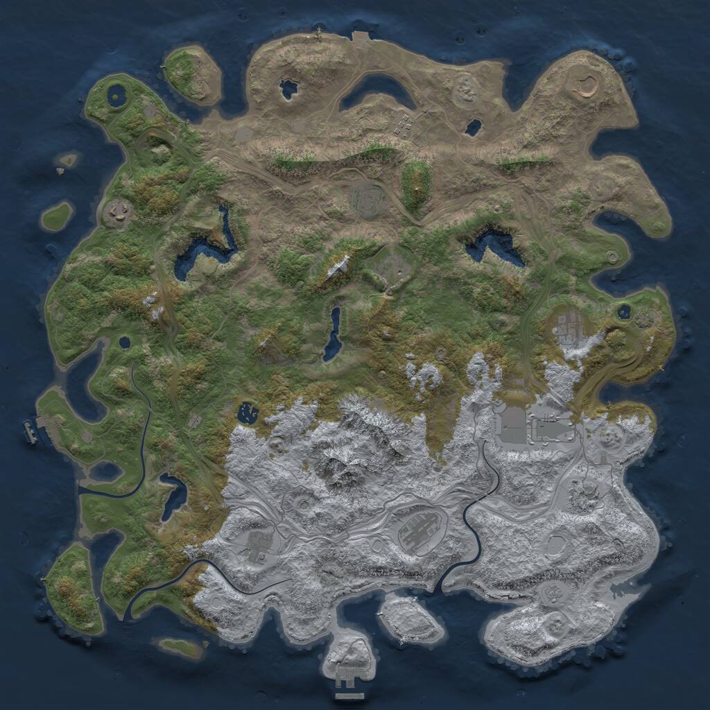 Rust Map: Procedural Map, Size: 5000, Seed: 333456709, 17 Monuments