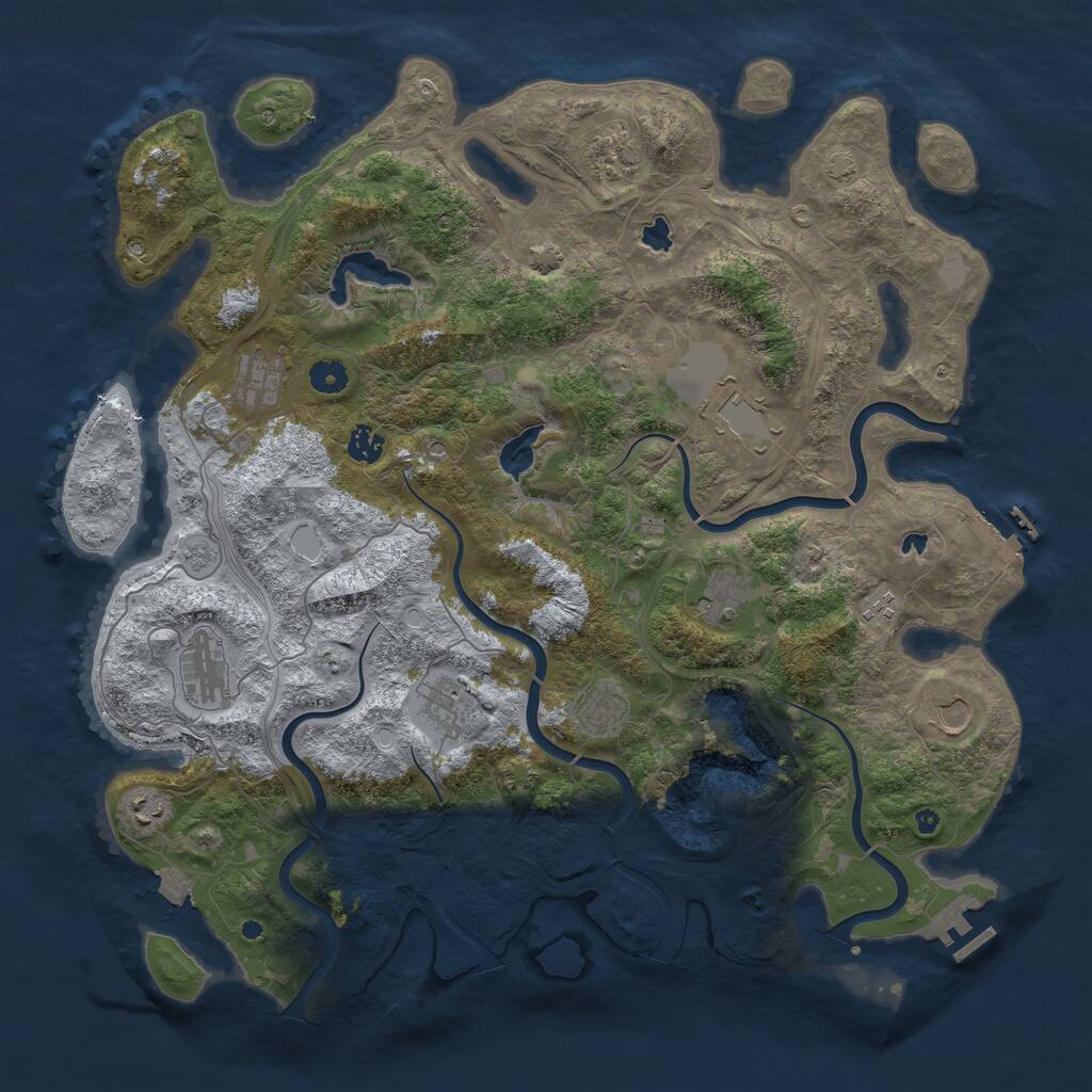 Rust Map: Procedural Map, Size: 4500, Seed: 1390896933, 17 Monuments