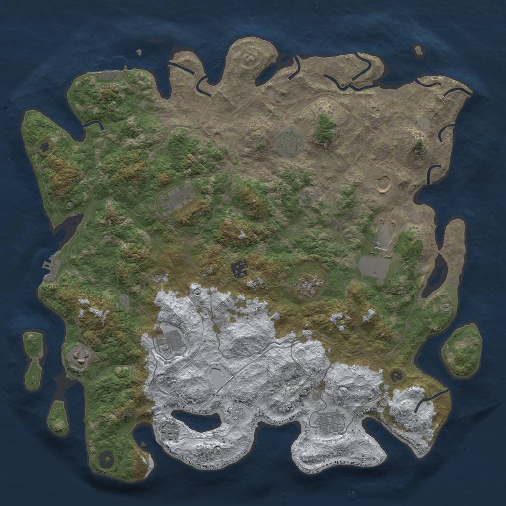 Rust Map: Procedural Map, Size: 4400, Seed: 378485109, 19 Monuments