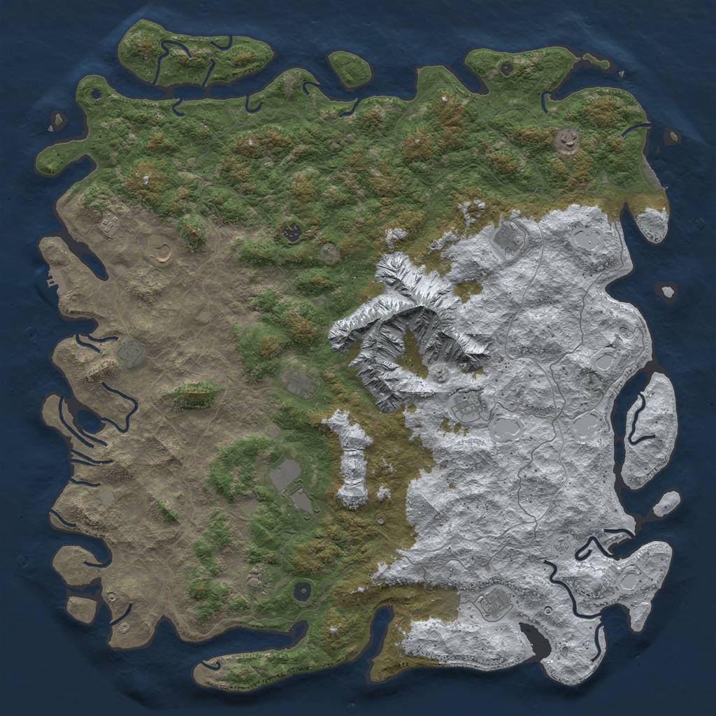 Rust Map: Procedural Map, Size: 6000, Seed: 6845924, 20 Monuments