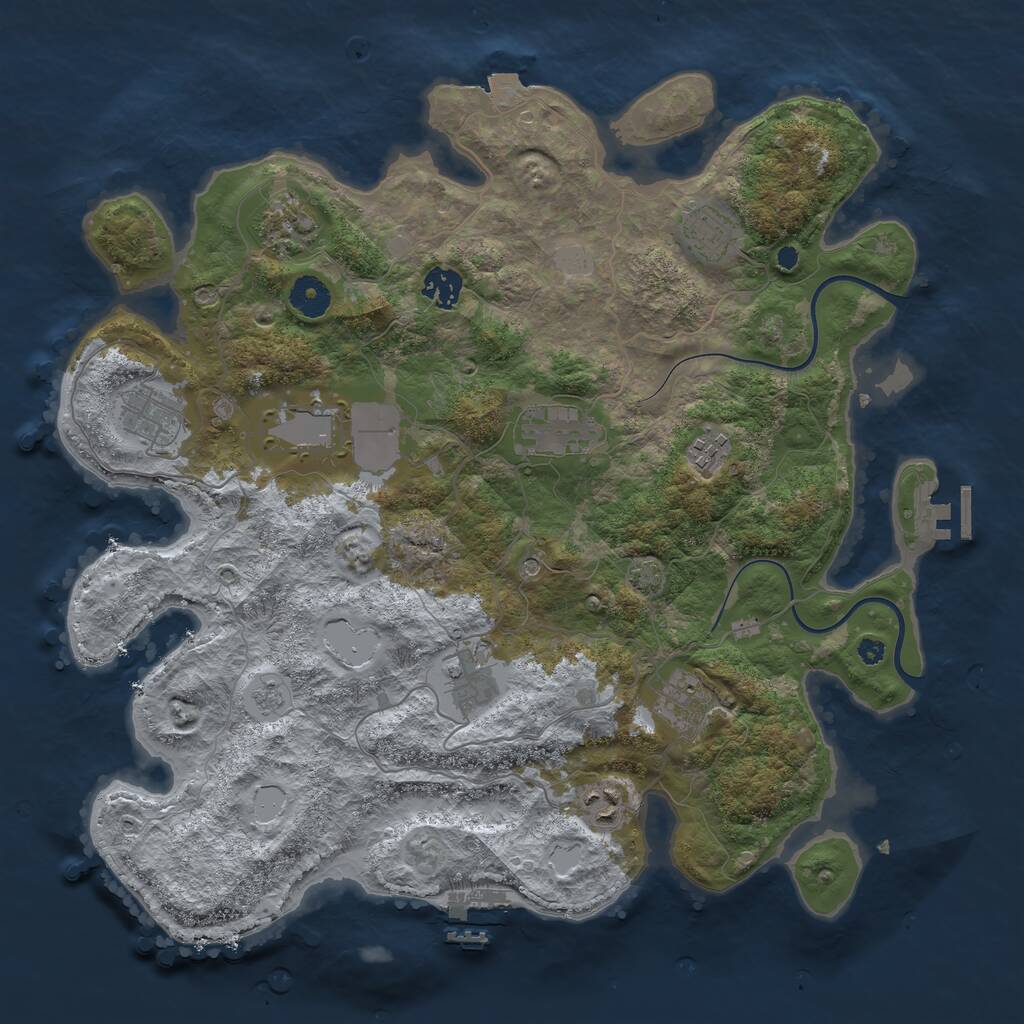 Rust Map: Procedural Map, Size: 3850, Seed: 128227612, 16 Monuments