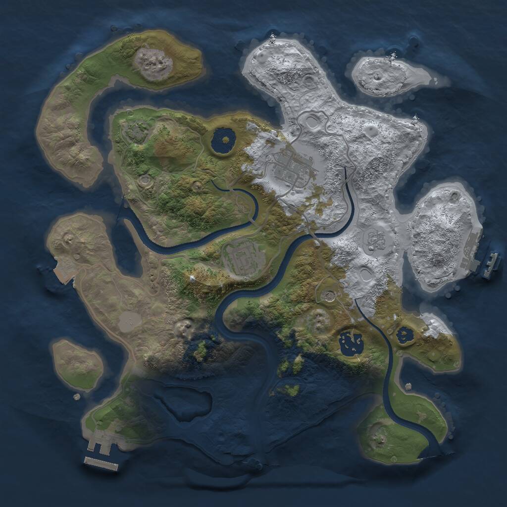Rust Map: Procedural Map, Size: 3000, Seed: 1925794423, 9 Monuments