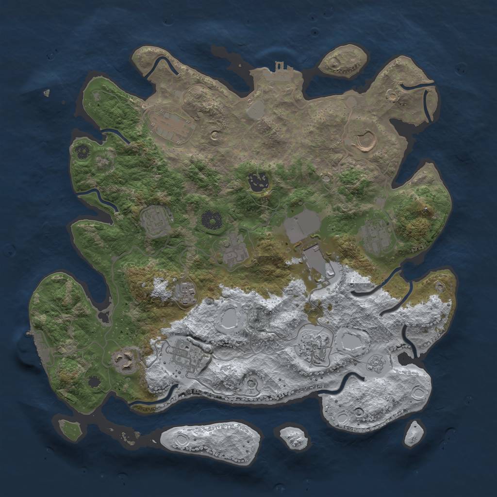 Rust Map: Procedural Map, Size: 3600, Seed: 237976689, 20 Monuments