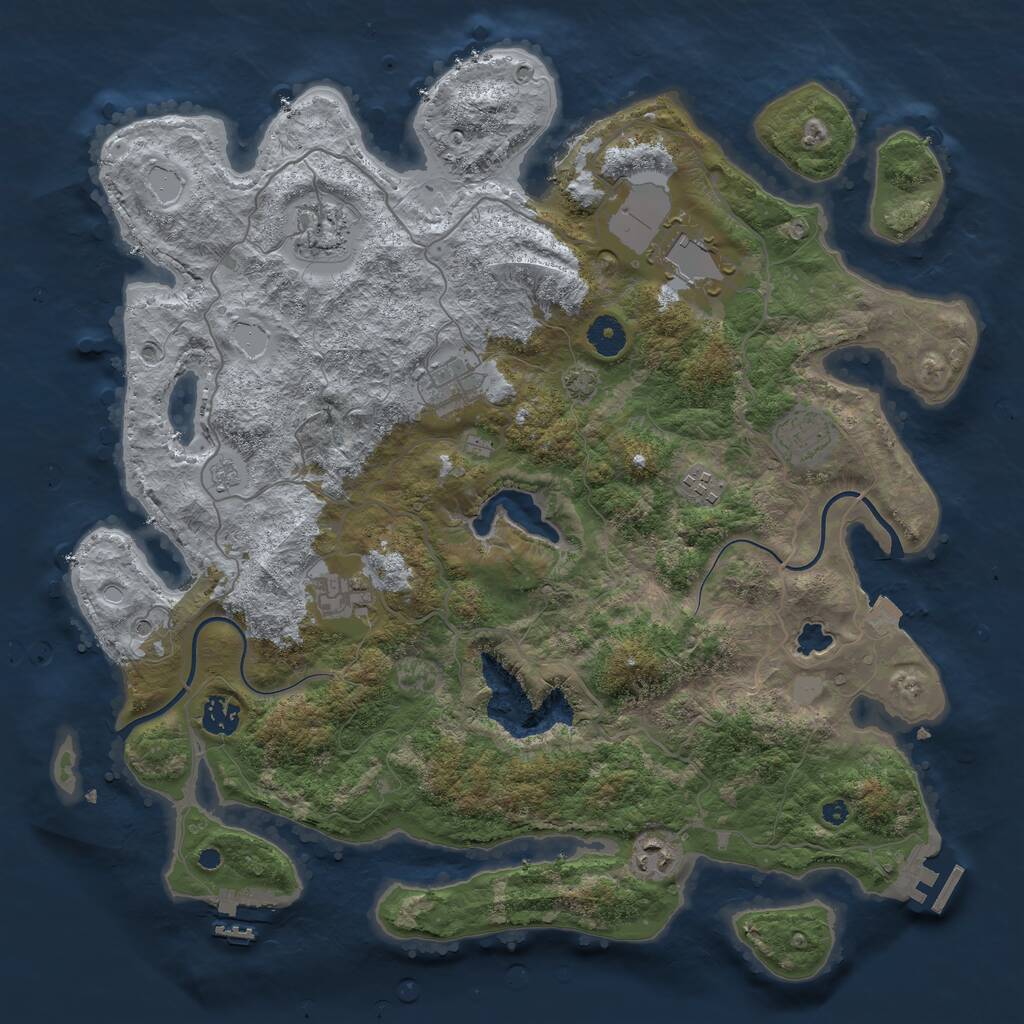 Rust Map: Procedural Map, Size: 4000, Seed: 7528833, 14 Monuments