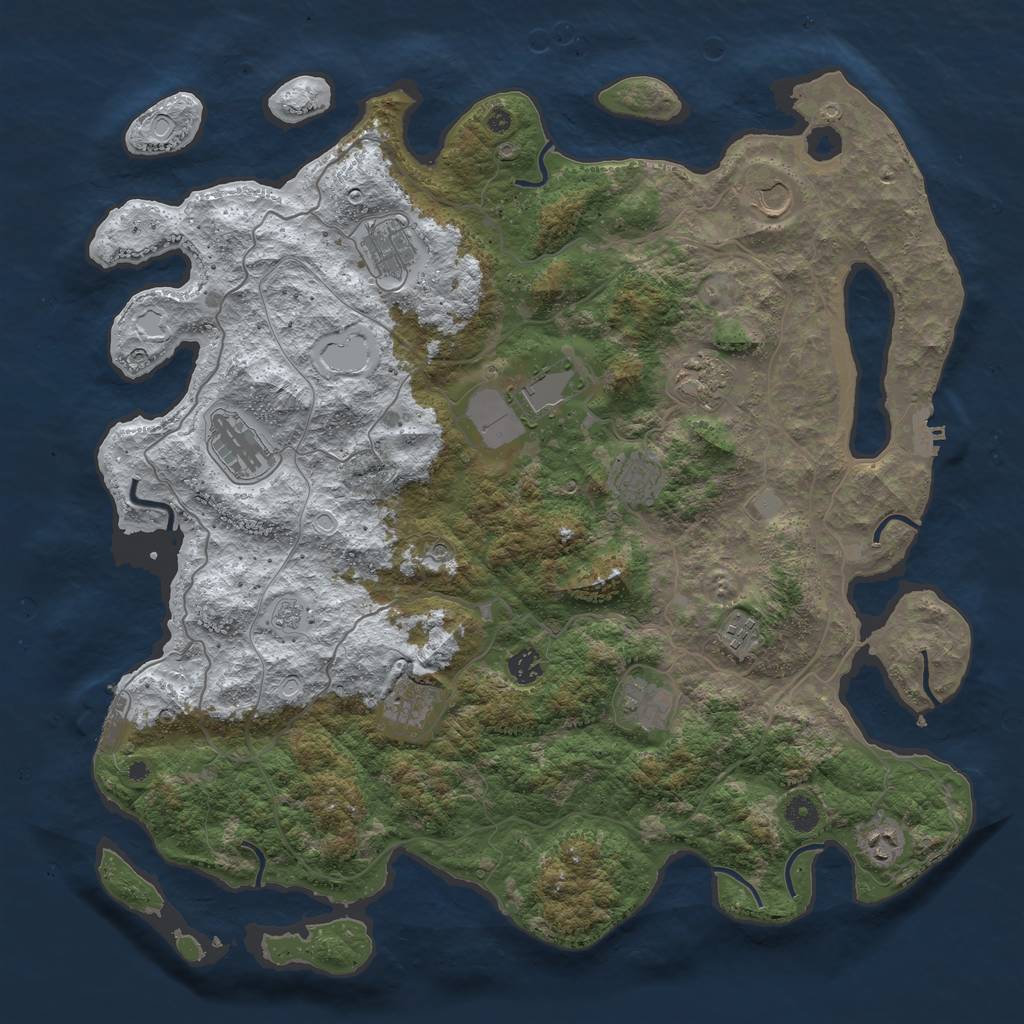 Rust Map: Procedural Map, Size: 4500, Seed: 103066809, 20 Monuments