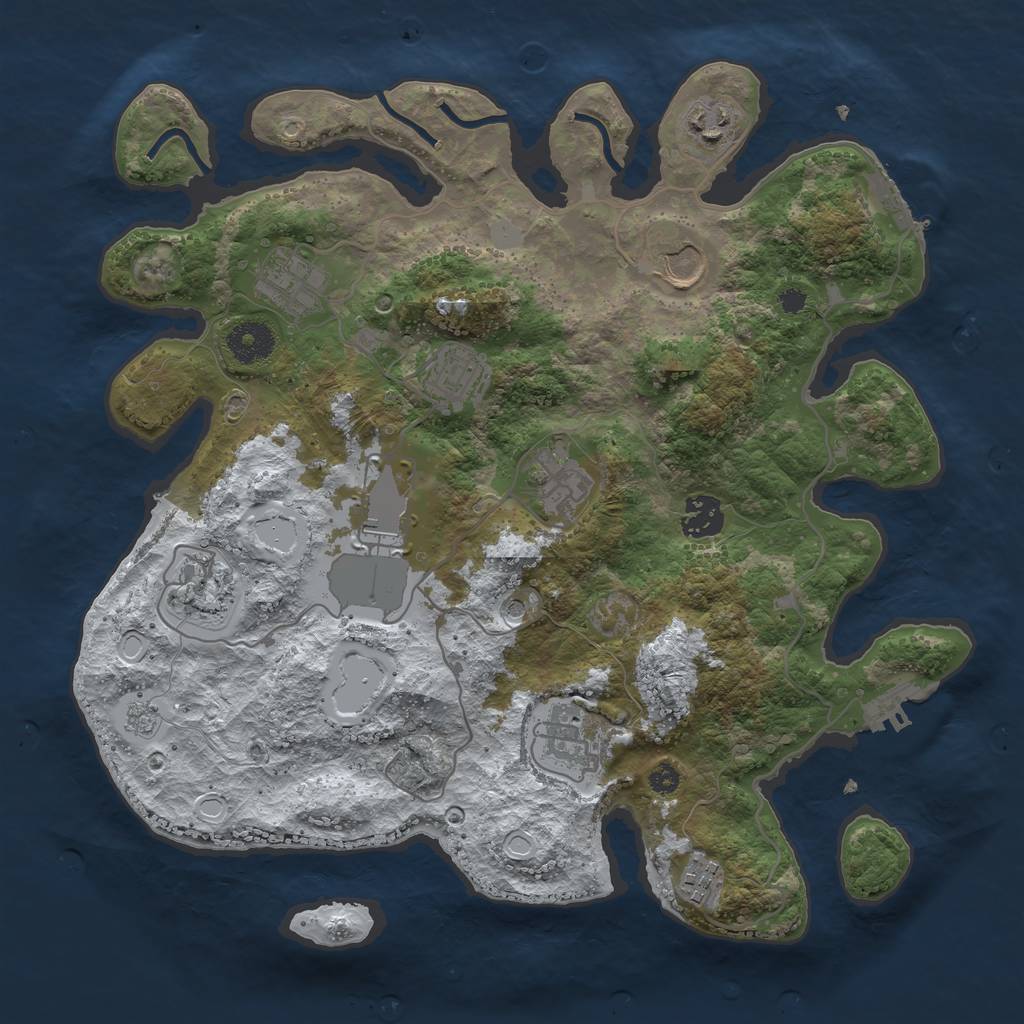 Rust Map: Procedural Map, Size: 3500, Seed: 29713921, 19 Monuments