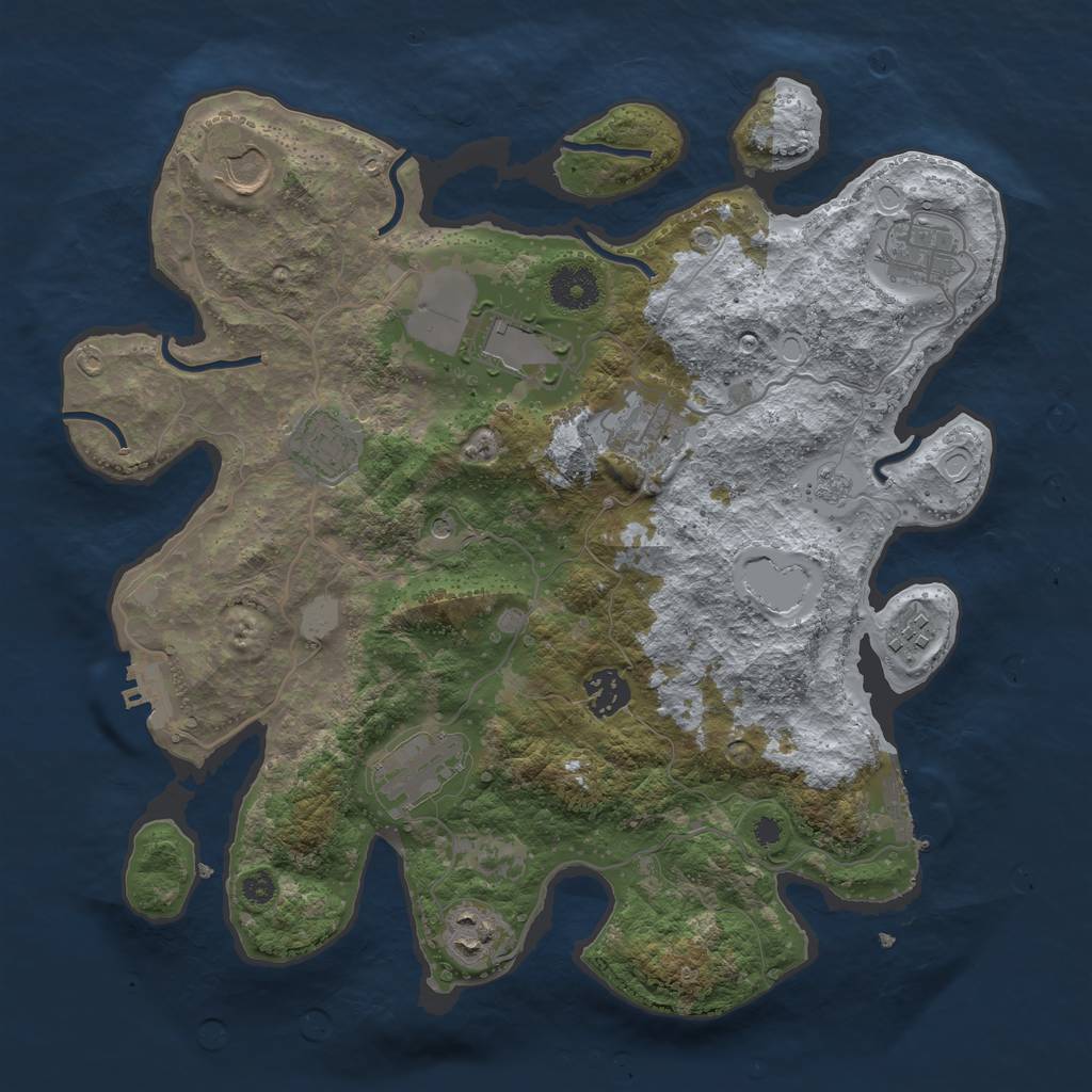 Rust Map: Procedural Map, Size: 3500, Seed: 1482094053, 18 Monuments
